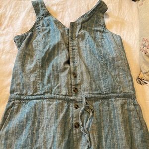 Lightly worn striped chambray prana jumpsuit.